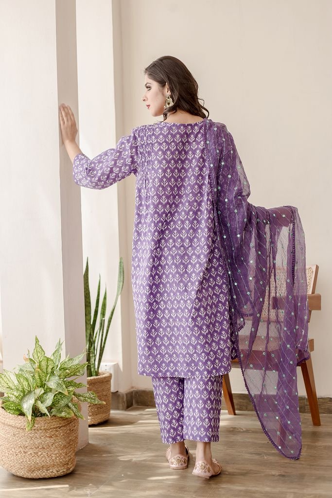 Anjuli Purple Straight Kurta Set